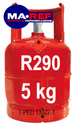Refrigerante R290 (propano) in bombola da 5 kg Valvola 21,7X 1/14″ SINISTRA