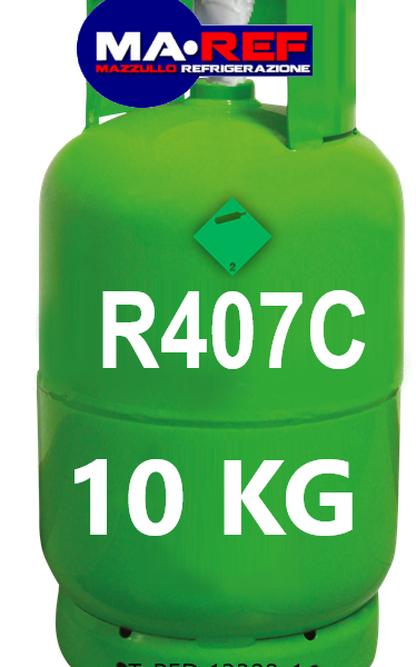 Bombola di gas R407C da 10 kg (valvola 1/4″)