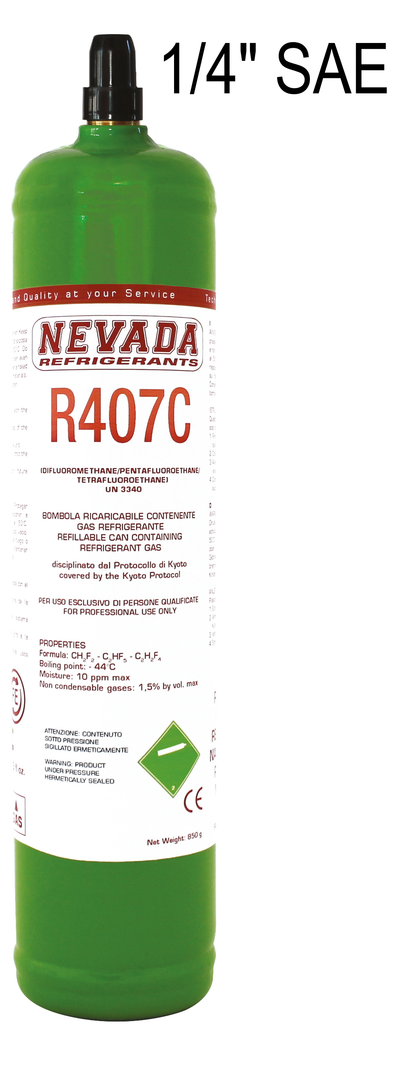 Bombola di gas R407C con 850 gr (valvola 1/4″)