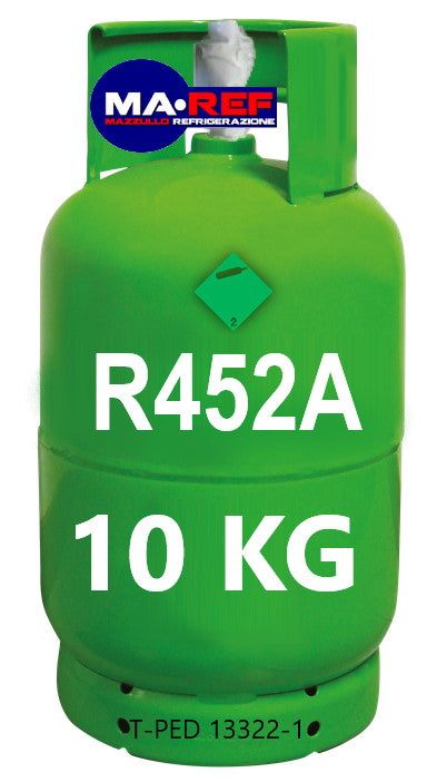 Bombola di gas R452A con 10 kg (valvola 1/4″)