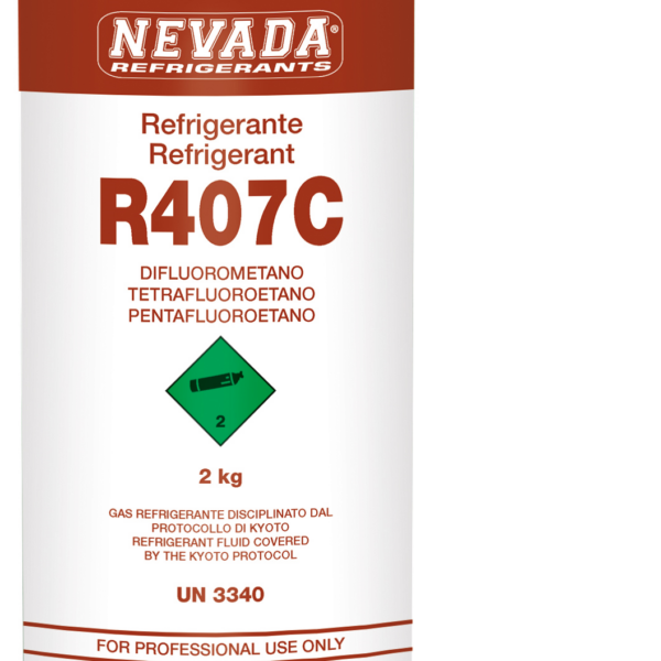 Bombola di gas refrigerante R407C da 2 kg (valvola 1/4″)